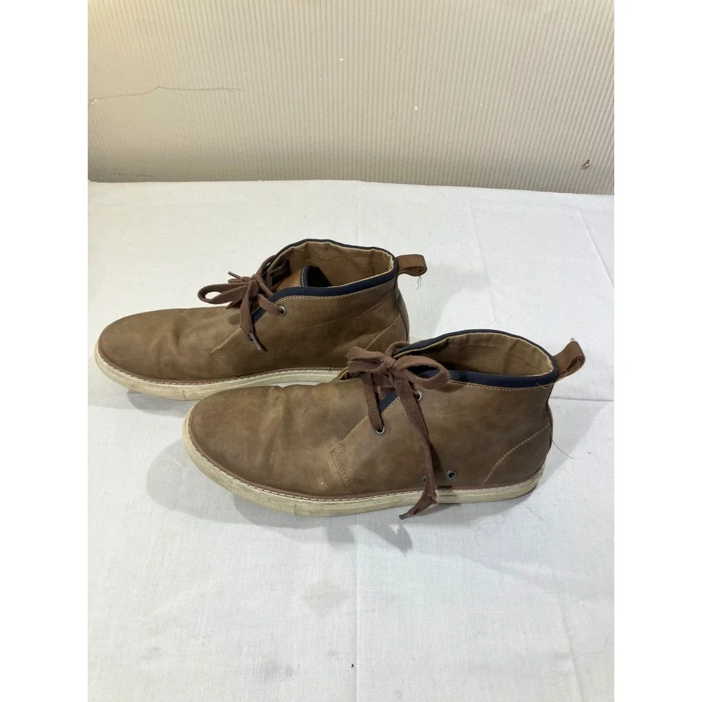 JF J.Ferrer Men's Brown Leather Chukka‎ Boots Lace Up Shoes Size 9